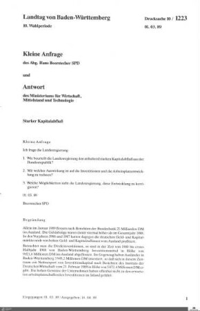 Anfrage der SPD: Starker Kapitalabfluß