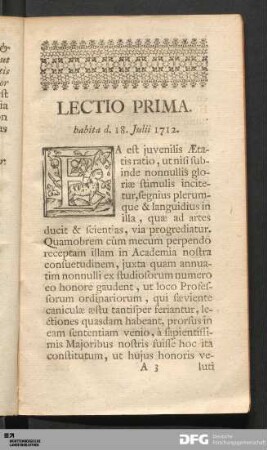 Lectio Prima.