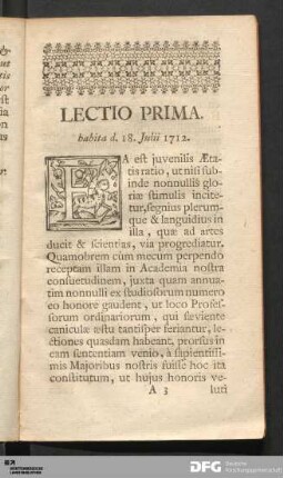 Lectio Prima.