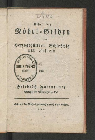Ueber die Möbel-Gilden in den Herzogthümern Schleswig und Holstein
