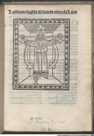 La diuota legẽda di sancta croce da Lucca : mit Beschreibung der Reliquien in Lucca