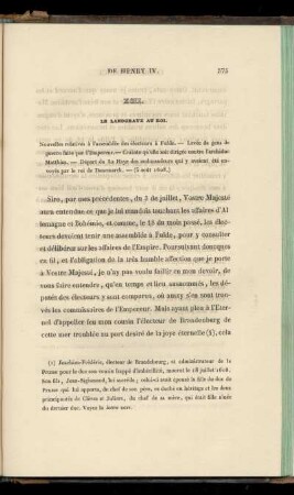 XCII. Le Landgrave au Roi (5 août 1608)