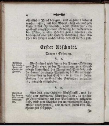 Erster Abschnitt. Trauer-Ordnung.
