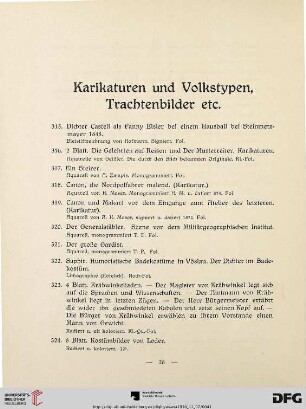 Karikaturen und Volkstypen, Trachtenbilder (Nr. 315-360)