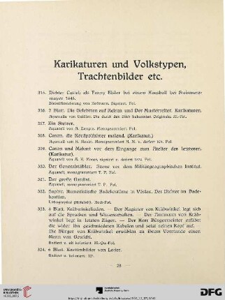 Karikaturen und Volkstypen, Trachtenbilder (Nr. 315-360)