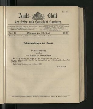 No. 132, 23. Juni 1920