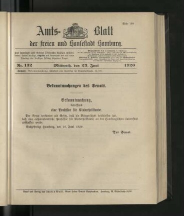 No. 132, 23. Juni 1920