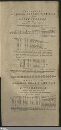 Observatio Eclipseos Lunaris Partialis Habita Wittembergae MDCCXLIX Die XXIII. Decembris