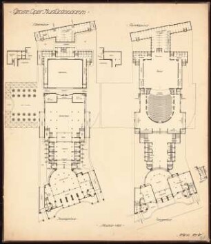 Opernhaus am Kurfürstendamm, Berlin-Charlottenburg: Grundrisse KG und EG 1:200