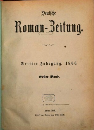 Deutsche Roman-Zeitung. 1866,1 = Jg. 3
