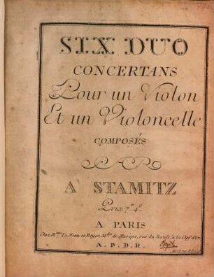 Six duo concertans pour un violon et un violoncelle