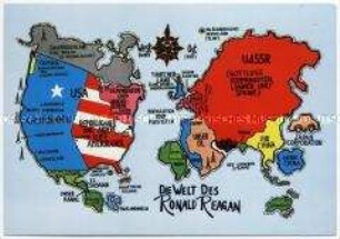 Satirische Postkarte zu Ronald Reagan