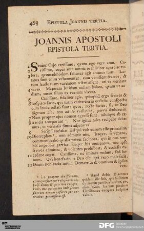Joannis Apostoli Epistola Tertia.