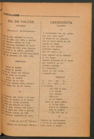 Ha de volver : (Tango)