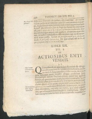 Tit. I. De Actionicus Emti Venditi