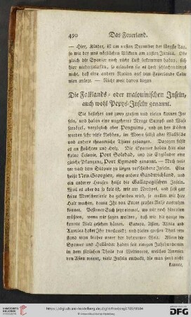 Die Falklands- oder malouinischen Inseln, auch wohl Pepys-Inseln genannt