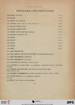 Teppiche und Textilien (Nr. 458-480)