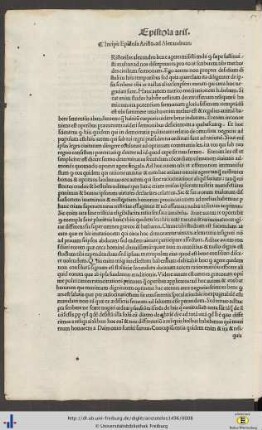 Epistola Aristo. ad Alexandrum.