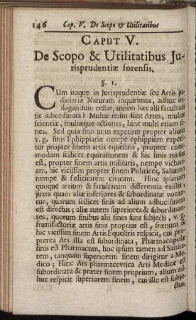 Caput V. De Scopo & Utilitatibus Jurisprudentiæ forensis.