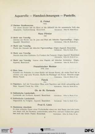 Aquarelle - Handzeichnungen - Pastelle (Nr. 37-54)