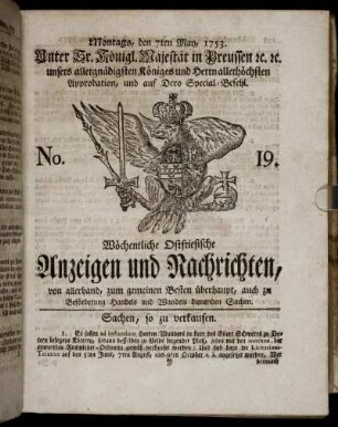 No. 19. Montags, den 7ten May, 1753.