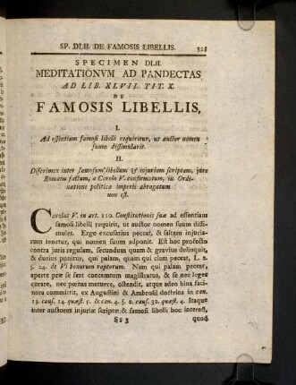 325-337, Spec. 552. De Famosis libellis
