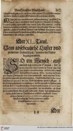 Titul 40. Vom abscheulichen Laster und grewel der Unkeuschheit/so wider die Natur begangen wirdt