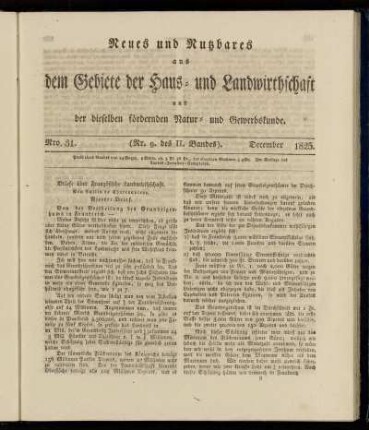 Nro. 31. (Nr. 9. des II. Bandes.) December 1825.