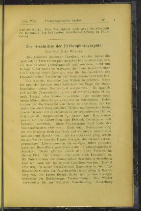 Zur Geschichte der Farbenphotographie