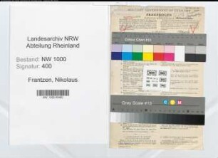 Entnazifizierung Nikolaus Frantzen, geb. 20.02.1897 (Hilfsarbeiter)