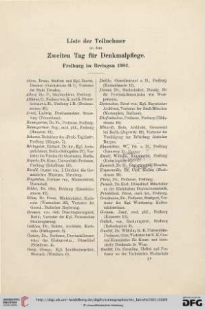 Liste der Teilnehmer