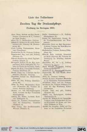 Liste der Teilnehmer