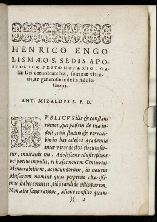 Henrico Engolismaeo S. Sedis Apostolicae Protonotario ...