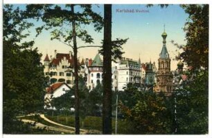 Karlsbad. Westend mit orthodoxer Kirche St. Peter und Paul