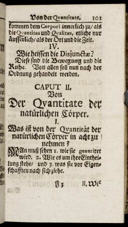 Caput II. Von Der Quantitate der natürlichen Cörper.