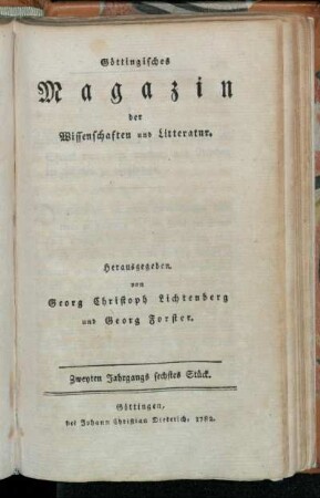 Zwenten Jahrgangs sechstes Stück.