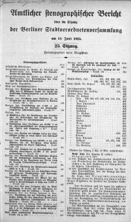 Sitzung 25., 18. Juni 1925