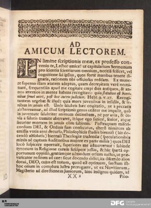 Ad Amicum Lectorem.