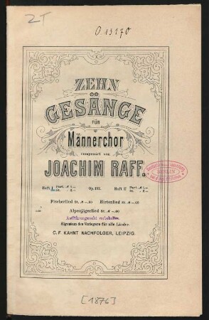 H. 1: Zehn Gesänge für Männerchor op. 195
