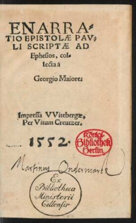 ENARRA=||TIO EPISTOLAE PAV=||LI SCRIPTAE AD || Ephesios, col=||lecta à || Georgio Maiore.||