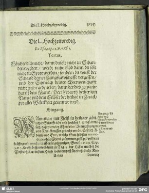 Die L. Hochzeitpredig. Ex Esa.cap.54.v.4.et.5