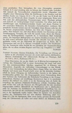 225-226 [Rezension] Normann, Friedrich, Christos Didaskalos