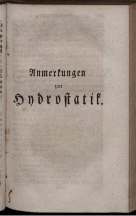 Anmerkungen zur Hydrostatik.