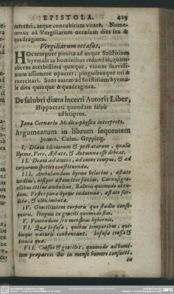 De salubri diaeta incerti Autoris Liber, Hippocrati quondam falsò adscriptus