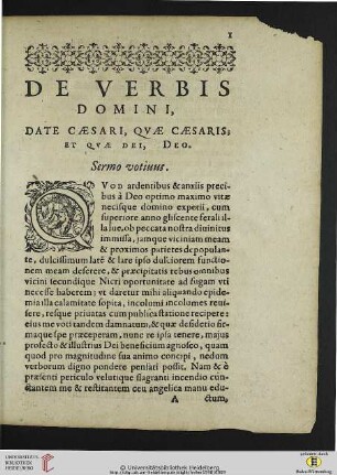 De Verbis Domini ... Sermo votivus