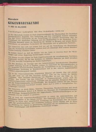 Vorläufiger Lehrplan für das Schuljahr 1954/54