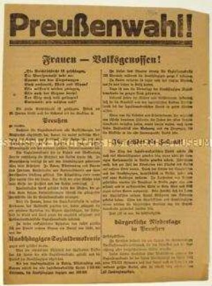 Aufruf der SPD zur Wahl der preußischen Landesversammlung 1919