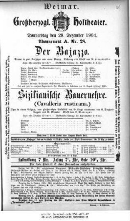 Sizilianische Bauernehre (Cavalleria rusticana.)