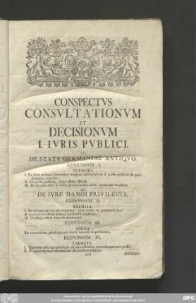 Conspectus Consultationum Et Decisionum ...