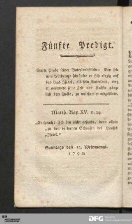 Fünfte Predigt.